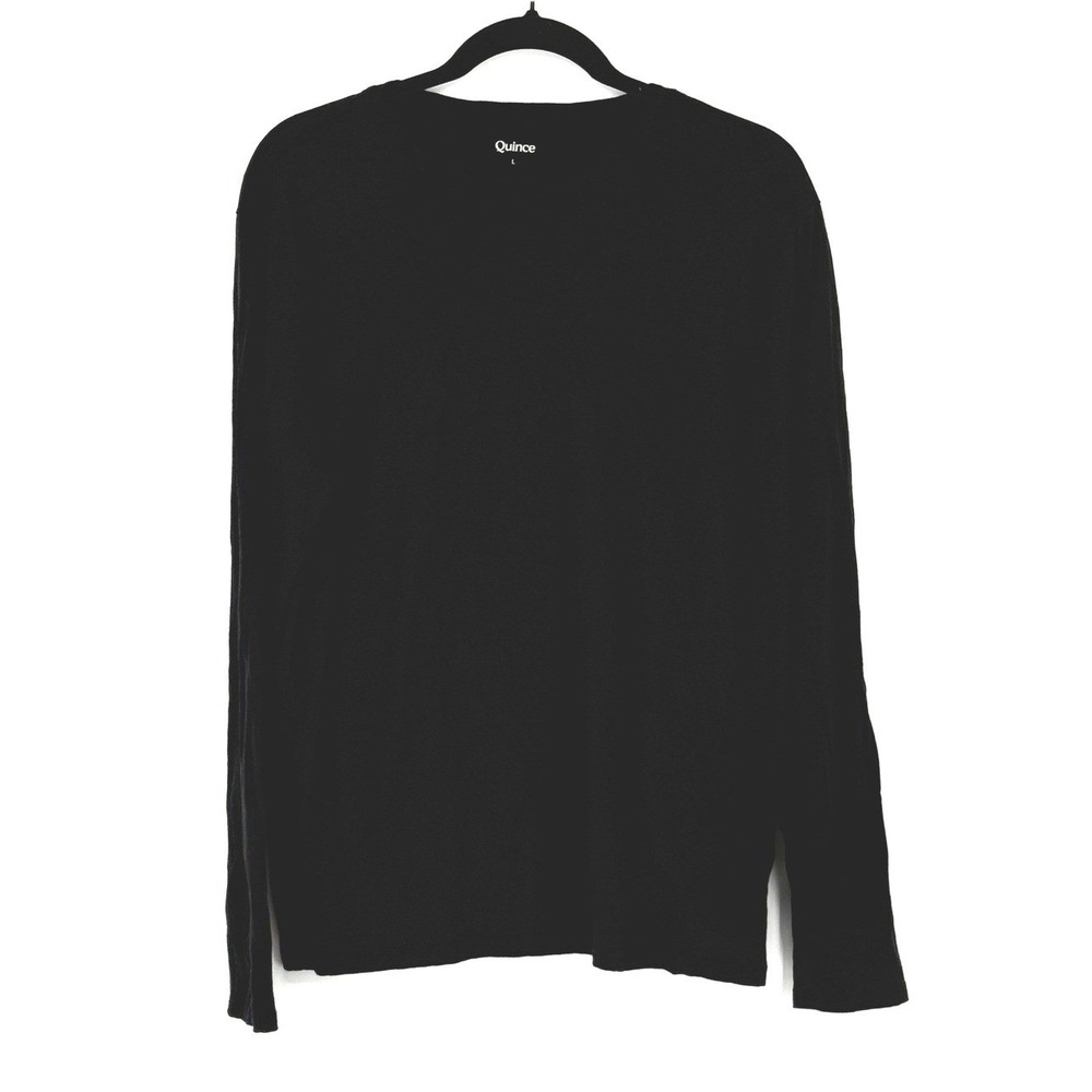 Quince Mens Black 100% Merino Wool All-Season Long Sleeve Base Layer Tee L